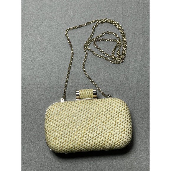 Hard Shell Natural Cross Body Shoulder Bag Purse Cruise Vacation Chain Mini Boho - Picture 4 of 16